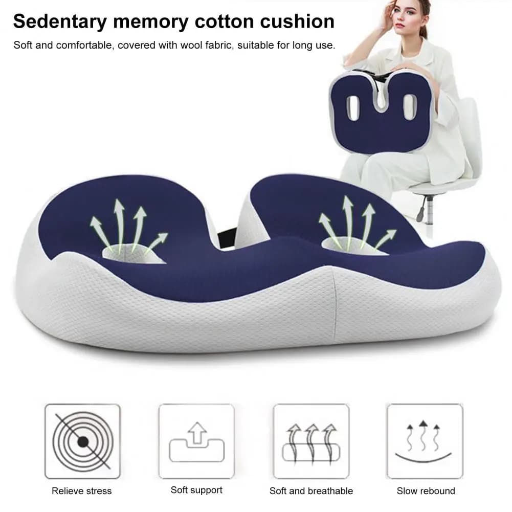 Cuscino ergonomico Cuscino per sedile per emorroidi Cuscino per alleviare la pressione del coccige Memory Foam Sollievo dal dolore alla schiena Cuscino per sedili a rimbalzo lento