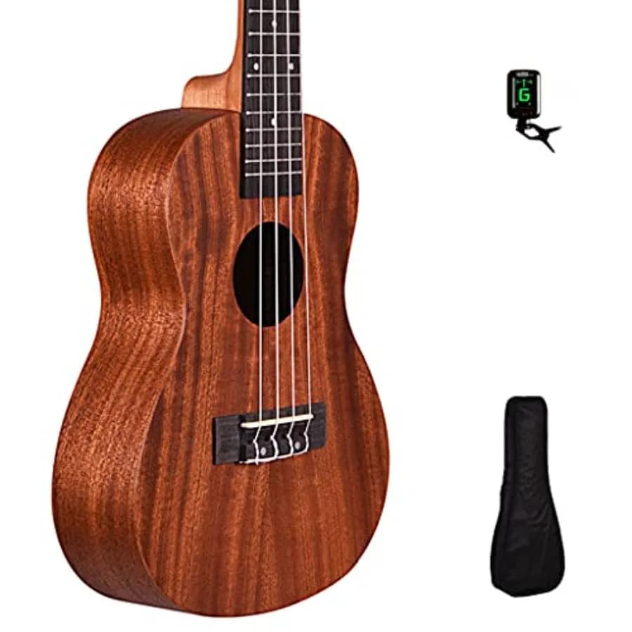 Ukulele da Concerto - Ukulele in Legno di Mogano per Principianti - Acustico - 4 Corde - 24 Pollici - Con Accordatore e Borsa