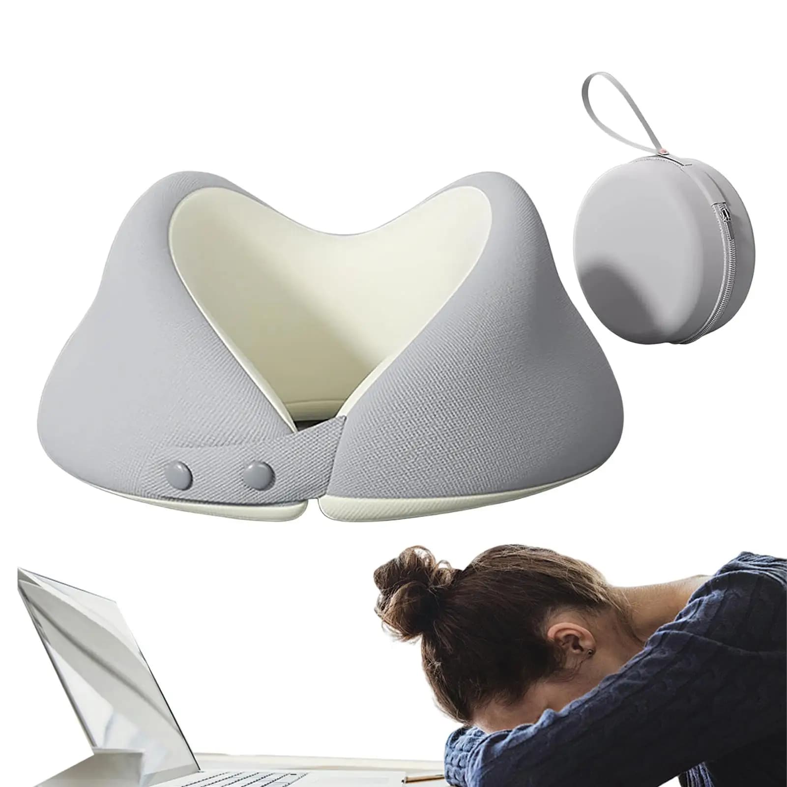 Cuscino da Viaggio in Memory Foam per il Collo, Supporto Cervicale a 360 Gradi, Ergonomico, Portatile, Regolabile, per Aereo, con Custodia