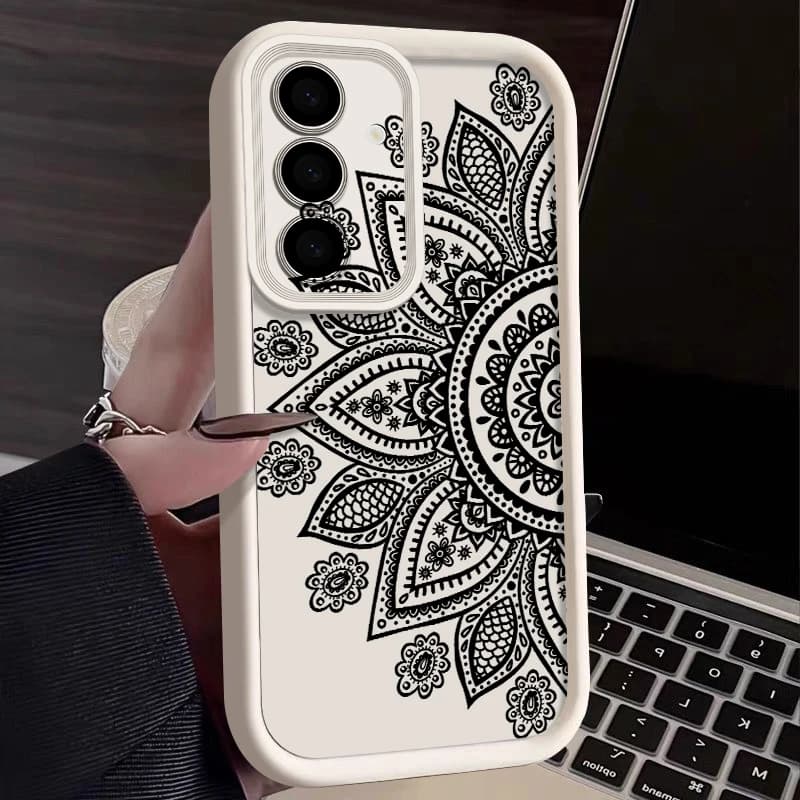 Retro Flower Totem Pattern Case For Samsung Galaxy A57 A37 A56 A26 A17 A16 A36 A55 A15 A14 A54 A35 Shockproof Soft Phone Cover