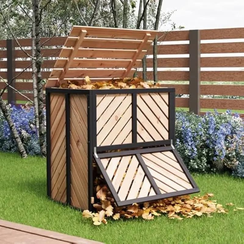 115-Gallon Rectangular Outdoor Compost Bin Made from Durable Canadian Spruce Wood with Natural Finish and Enhanced Ventilation S