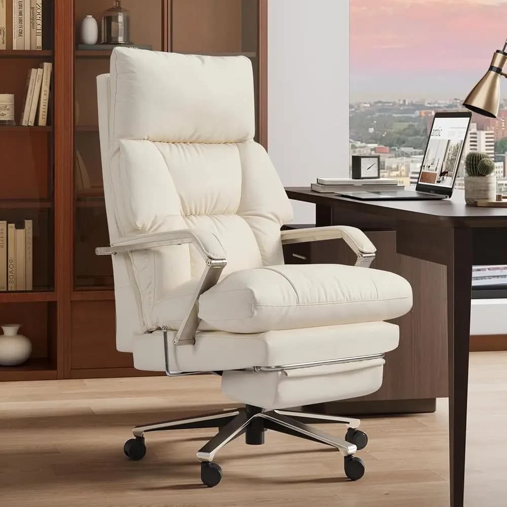 M76 160° Reclining Executive Oice Chair with ootrest, Adjustable Seat Depth Leather Oice Chair, 8" Thick Soa-Like Cushion, 420 l