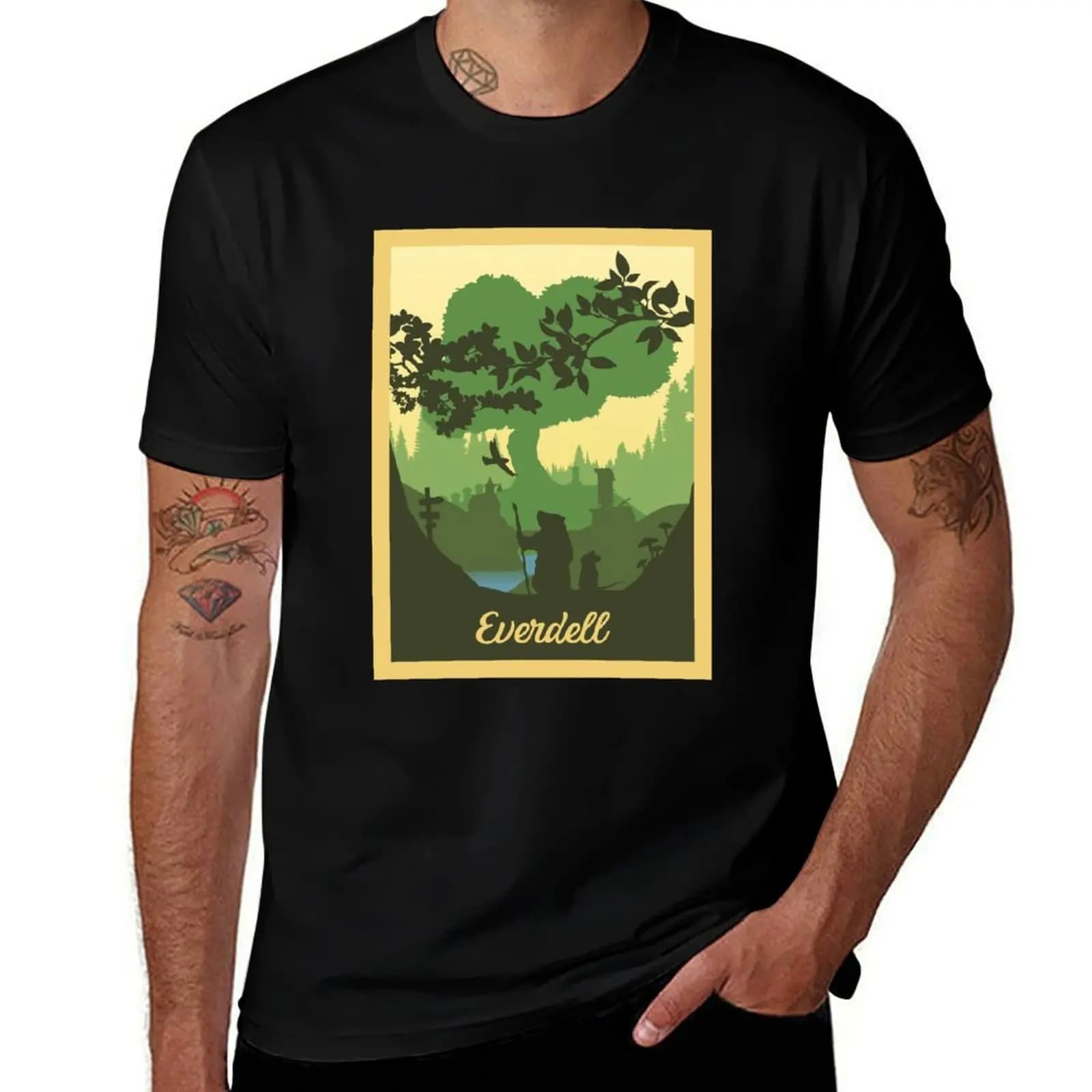 Everdell - Giochi da tavolo - Stile poster di viaggio minimalista - Gioco da tavolo Art (autorizzato) T-shirt top carini confezione di magliette da uomo