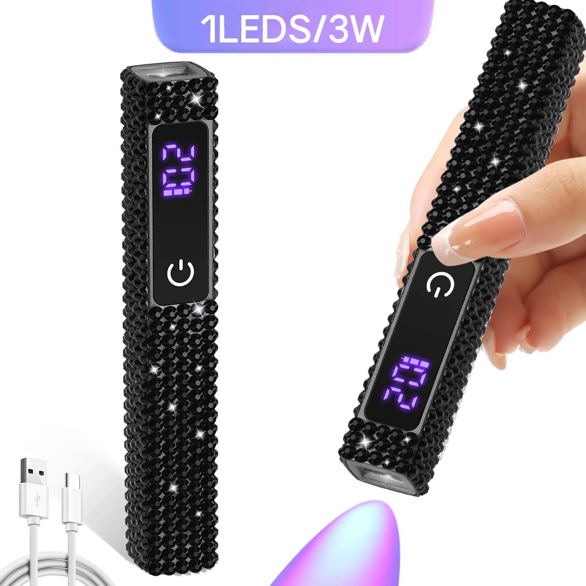 DianaBeauty Lampada per unghie UV LED portatile per smalto gel Torcia ad asciugatura rapida Penna per asciugare le unghie portatile con design a diamante
