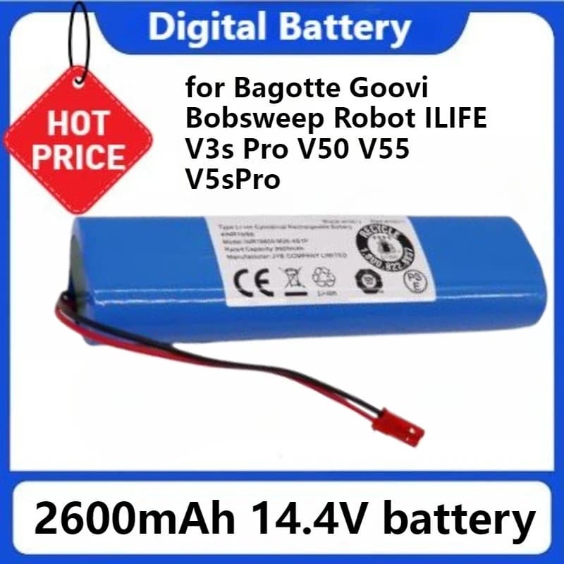 Per Bagotte Goovi Bobsweep Robot ILIFE V3s Pro V50 V55 V5sPro V8s Aspirapolvere Batteria ricaricabile agli ioni di litio 2600mAh 14.4V