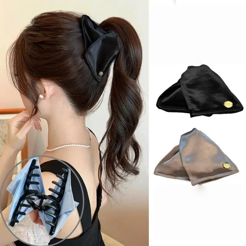 French Fabric Shell Triangle Hair Clips for Women with Unique Shark Clip Design