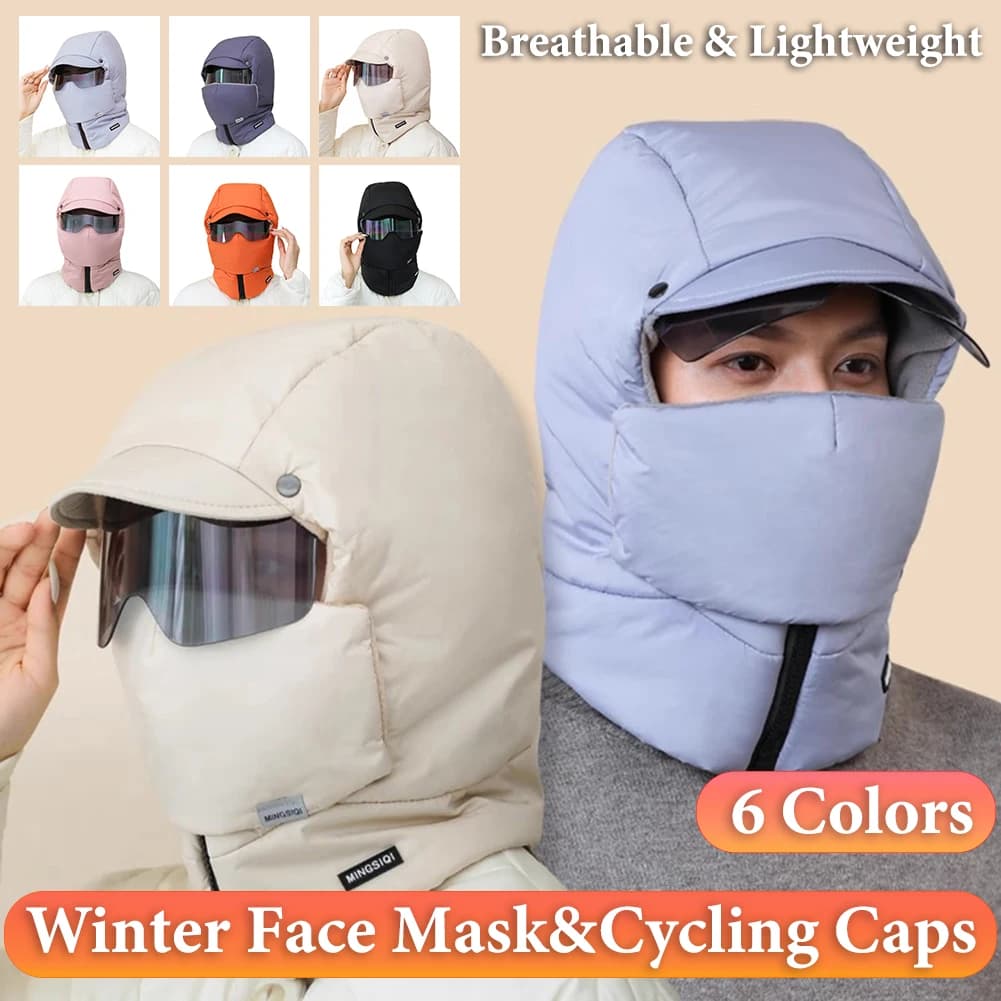 Cappello da sci invernale Maschera passamontagna calda antivento con copertura completa con occhiali Maschera da moto unisex addensata in peluche termico regolabile