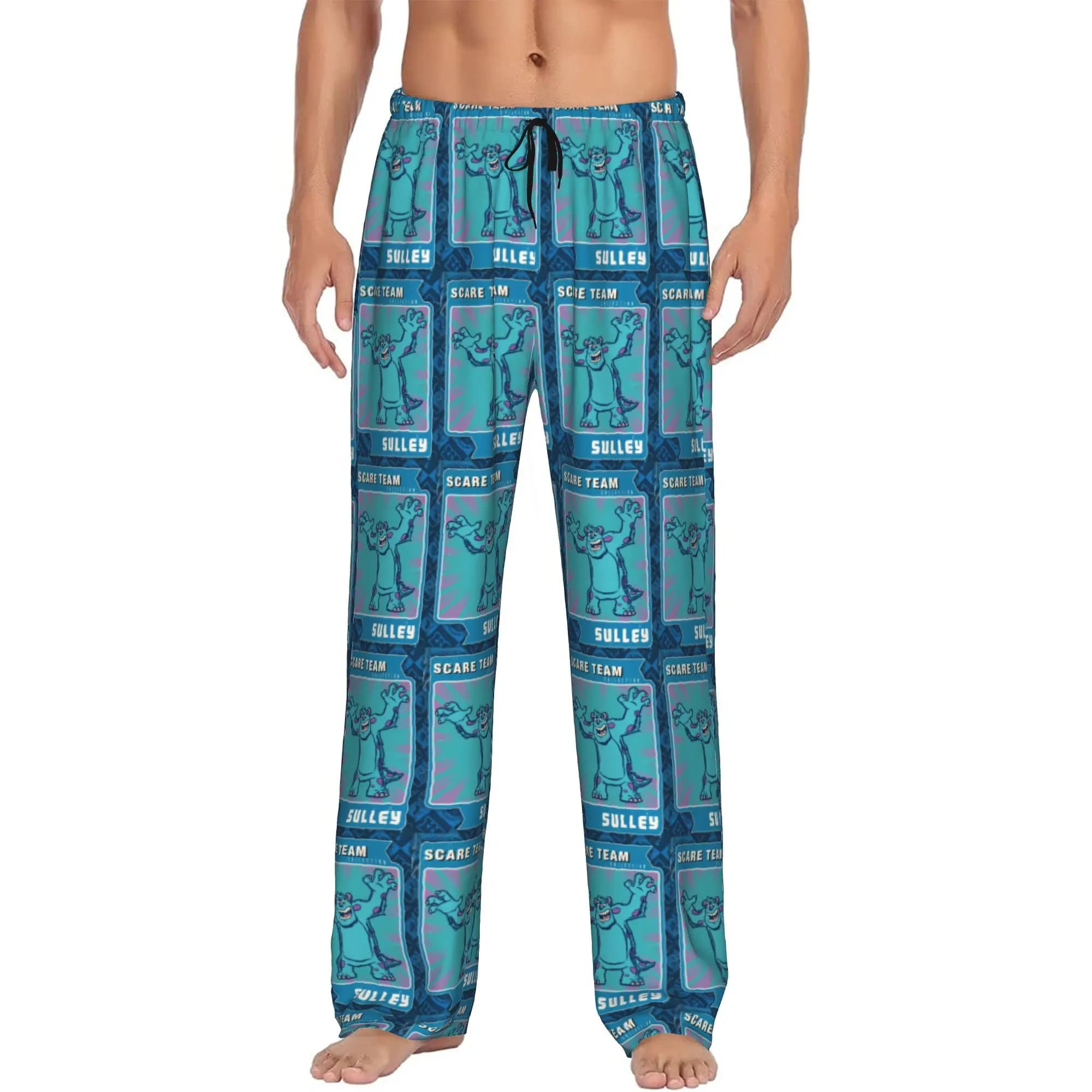 Custom M-Monsters Anime University Pajama Pants Sleepwear for Men Elastic Waistband Sleep Lounge Bottoms with Pockets