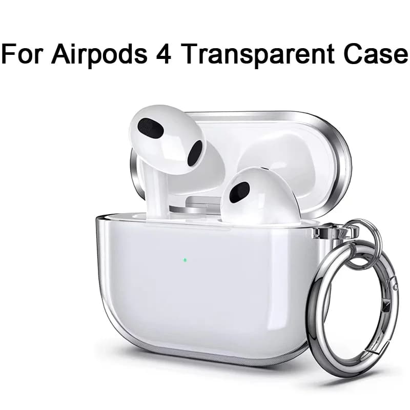 Custodia trasparente per auricolari compatibile con Apple AirPods 4 generazione Custodia protettiva per Airpods 4 Custodia protettiva in TPU con gancio