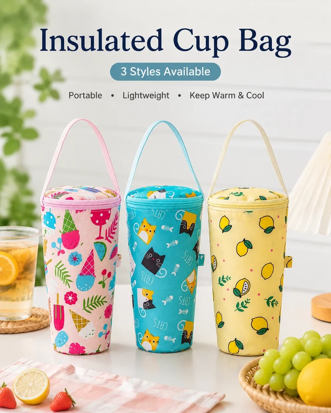 Simple Canvas Water Bottle Carrier with Hanging Rope, Insulated Sleeve for Outdoor and Daily Use