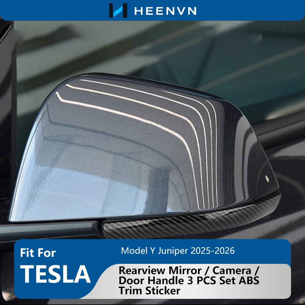 3 PCS ABS Trim Protection Sticker Rearview Mirror/Camera/Door Handle Fit For Tesla Model Y Juniper2025-2026 Anti-collision Strip