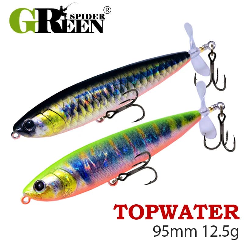 GREENSPIDE Matita con elica Topwater Fishing Recreation 95mm 12.5g Bass Fishing Tackle Fishing accessories Salt water bait Fish bait