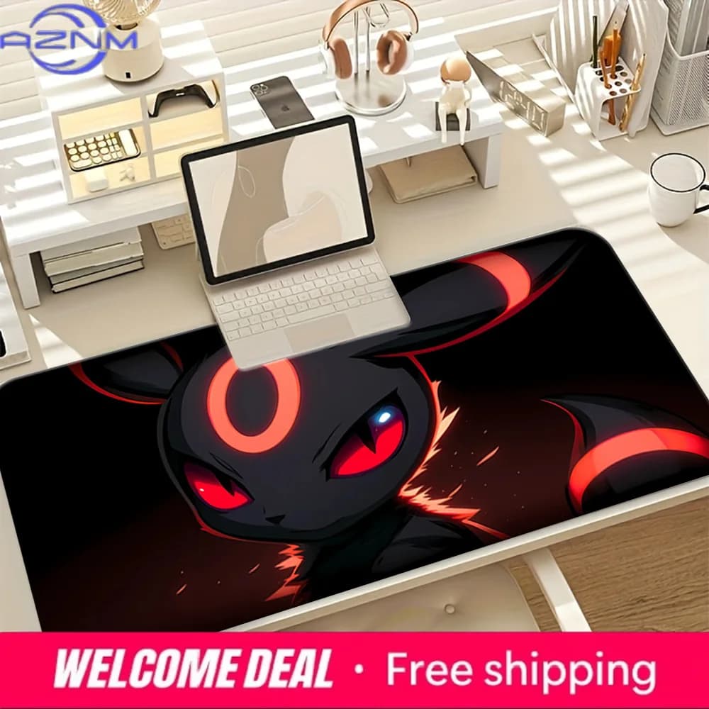 Tappetino da Gioco Neon Glow Umbreon TCG Antiscivolo Lavabile per Scrivania