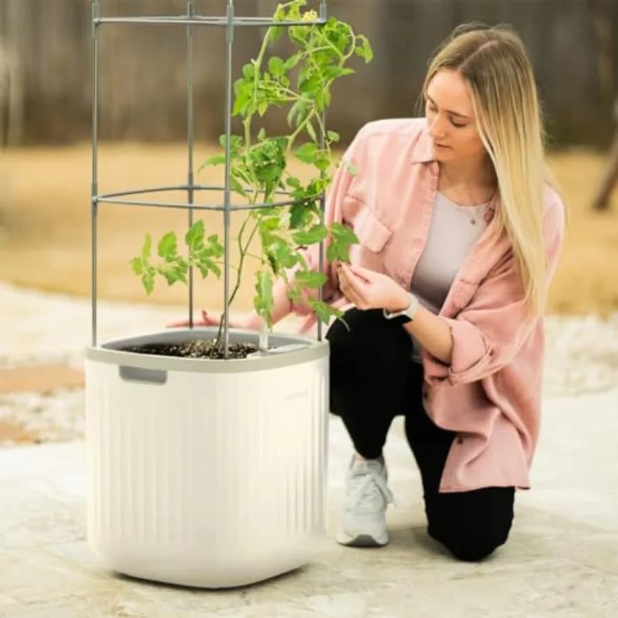 Vasi per Piante da Esterno e Interno, Grandi Vasi Autoirriganti Alti 15 cm con Traliccio per Fiori e Piante