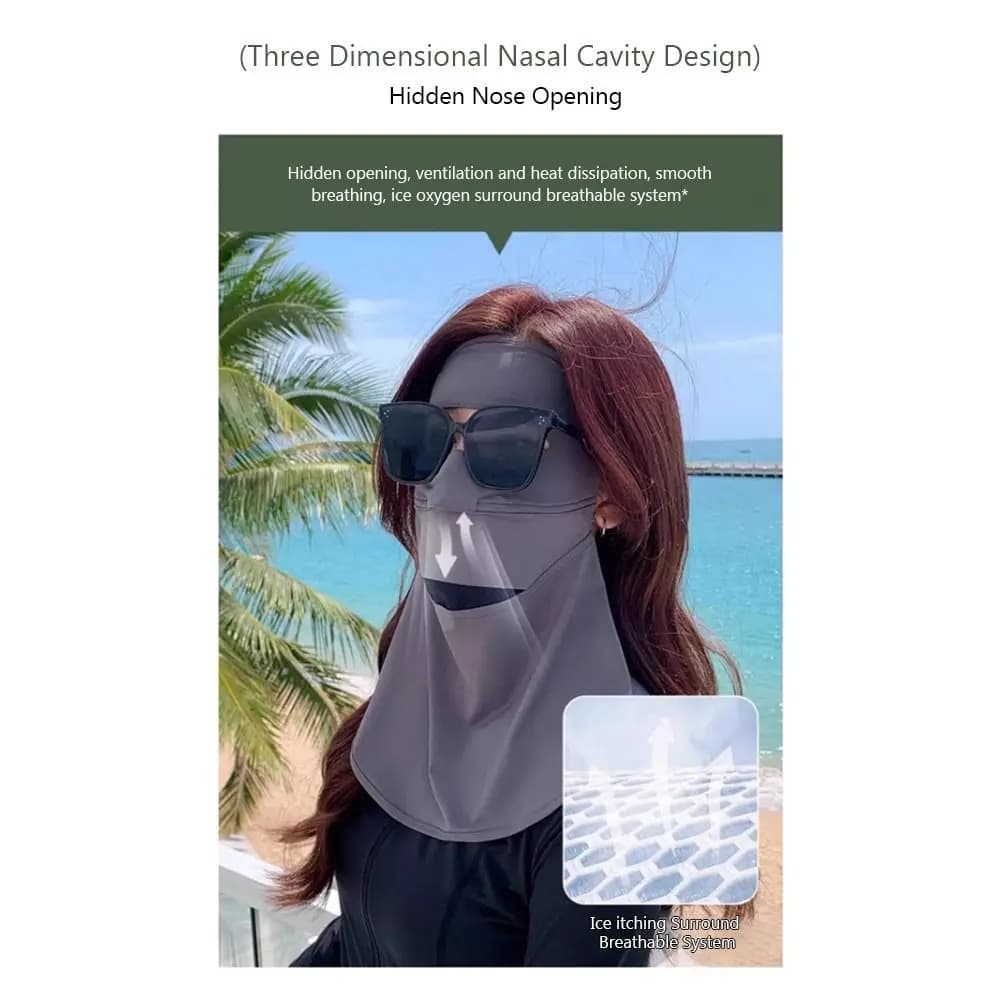 Maschera Sottile in Seta Ghiacciata per Protezione Solare, Anti-UV Senza Cuciture, Maschera Facciale UPF50+ per Guida Estiva