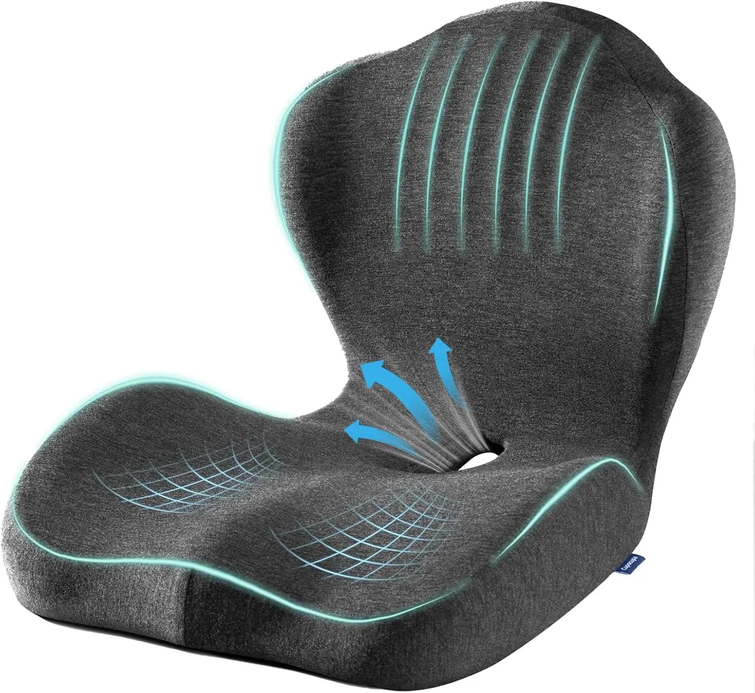 Cuscino Ergonomico in Memory Foam per Auto, Camion, Sedia da Ufficio con Cinghia Regolabile, Supporto Lombare, Sollievo per Sciatica