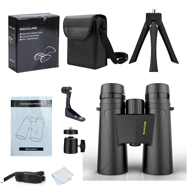 Binocolo per adulti 12×42 ad alta potenza per birdwatching, birdwatching, campeggio, escursionismo, viaggi nella fauna selvatica, con supporto per telefono