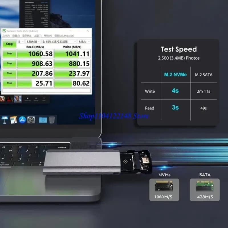 P9FA USB3.1 Nvme Ngff SSD Case Box per custodia per disco rigido mobile 2230-2280 in alluminio