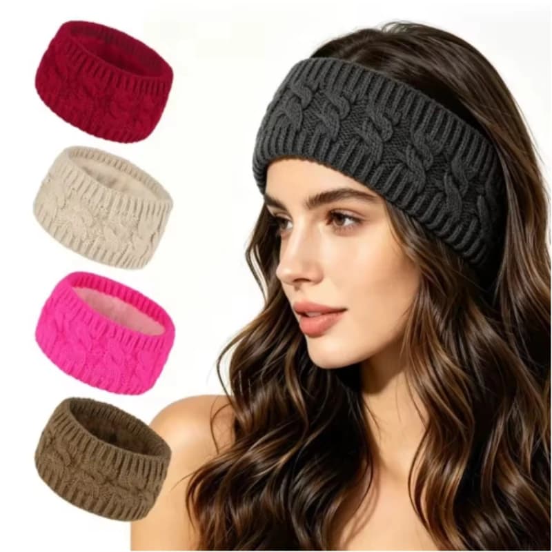 Winter velvet headband Fashion Women's Woolen knitting Fried Dough Twists widened head cover for Comfortable Winter Accessories