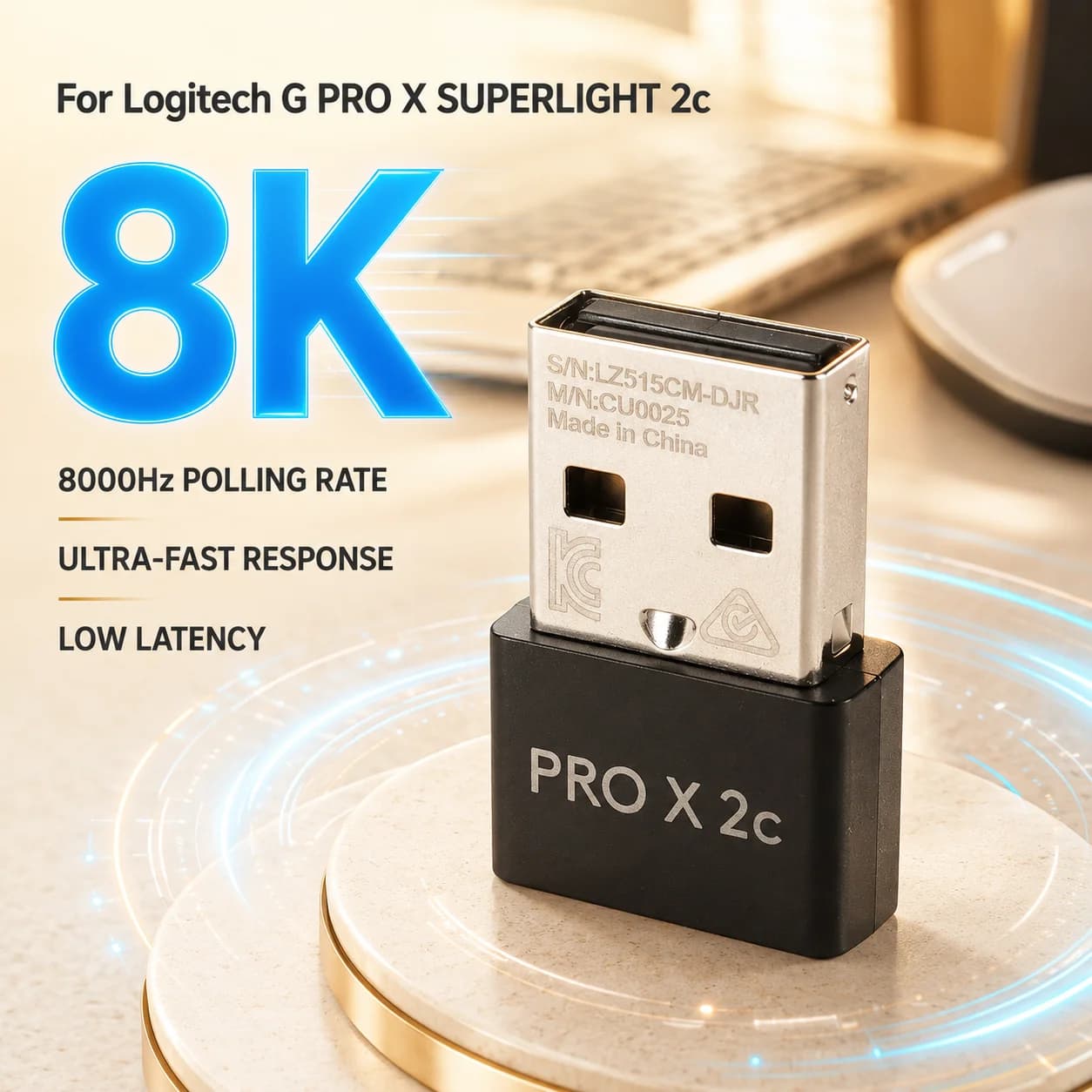 Replacement USB Receiver For Logitech G Pro X Superlight 2c Mouse 8K Hyper Polling Rate Wireless Adapter Gaming Mouse Dongle