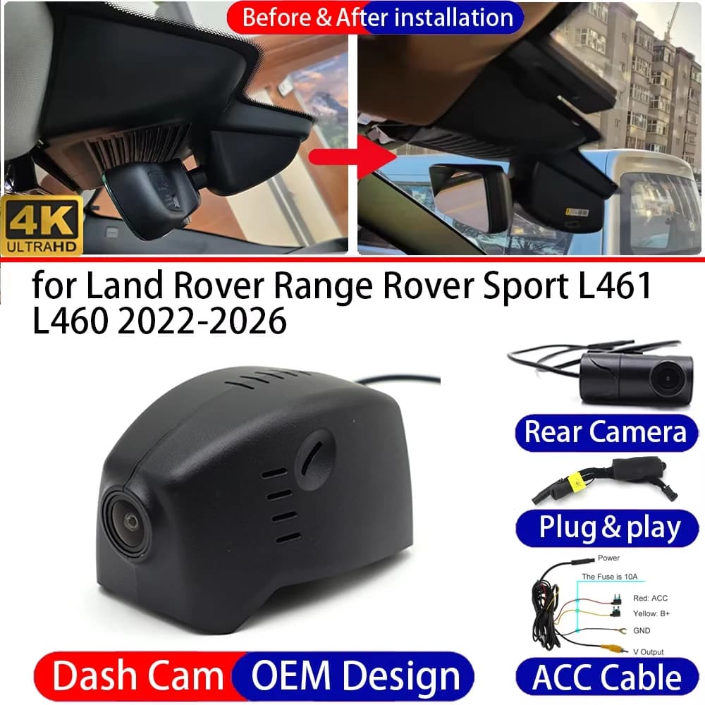 for Land Rover Range Rover Sport L461 L460 Dash Cam Front Rear 4K Car DVR Driving Recorder Dashboard Camera Night Vision