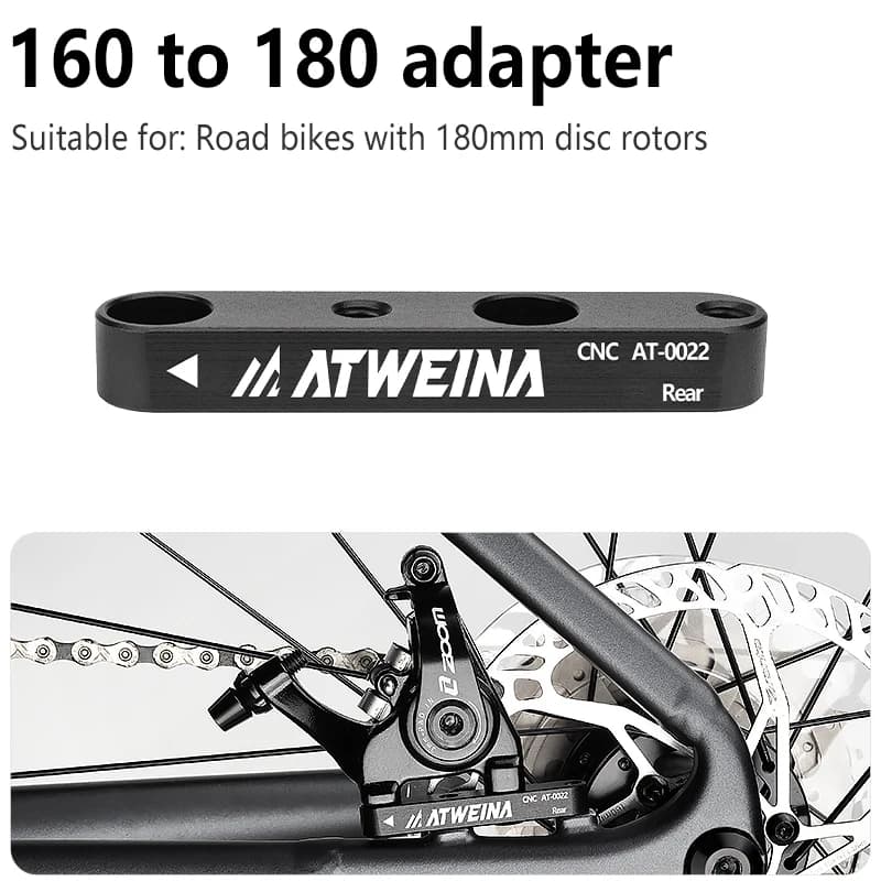 ATWEINA Road Bike Bicycle Disc Brake Aapter Flat Mount CNC Front Rear 180mm Disc Brake Rotor Adapter with Bolts Bicycle Parts