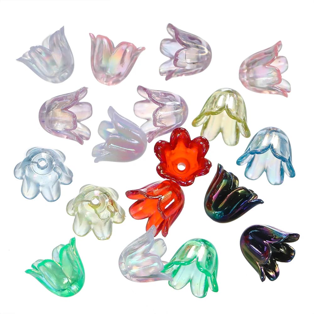 50/100pcs AB Colorful Acrylic Flower Bead Caps Bellflower Spacer Loose Beads for DIY Bracelet Necklace Earring Jewelry Making