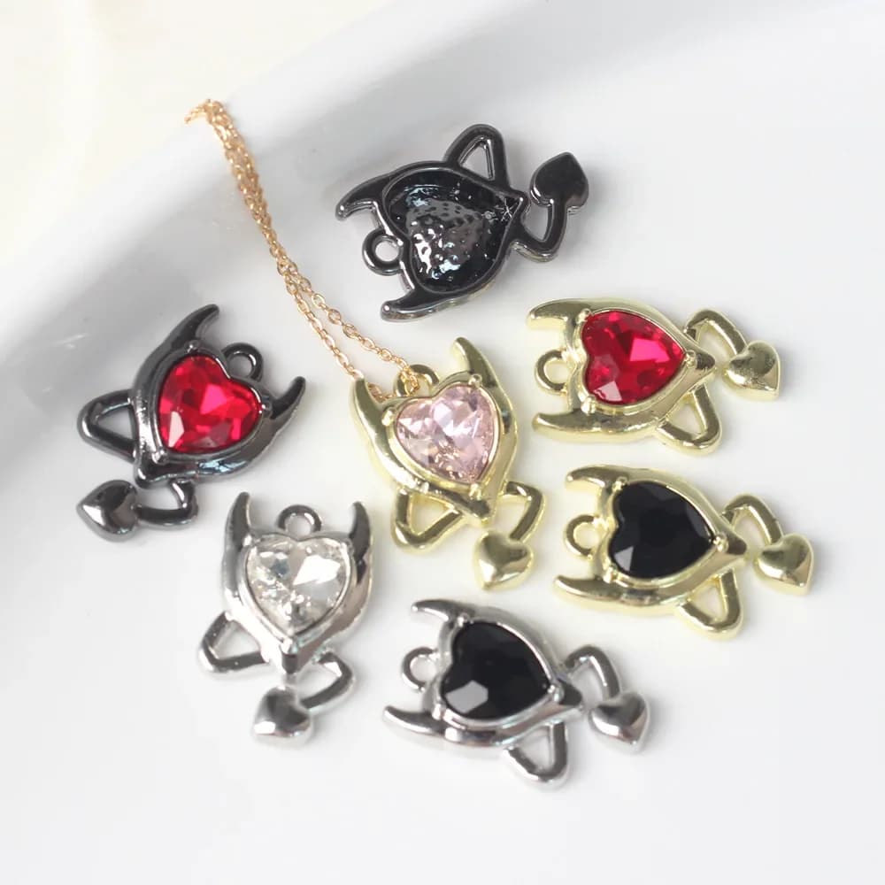 Zinc Alloy Rhinestone Pendants for DIY Necklace Accessories 10 Pieces/Lot Supplies for Jewelry Creation