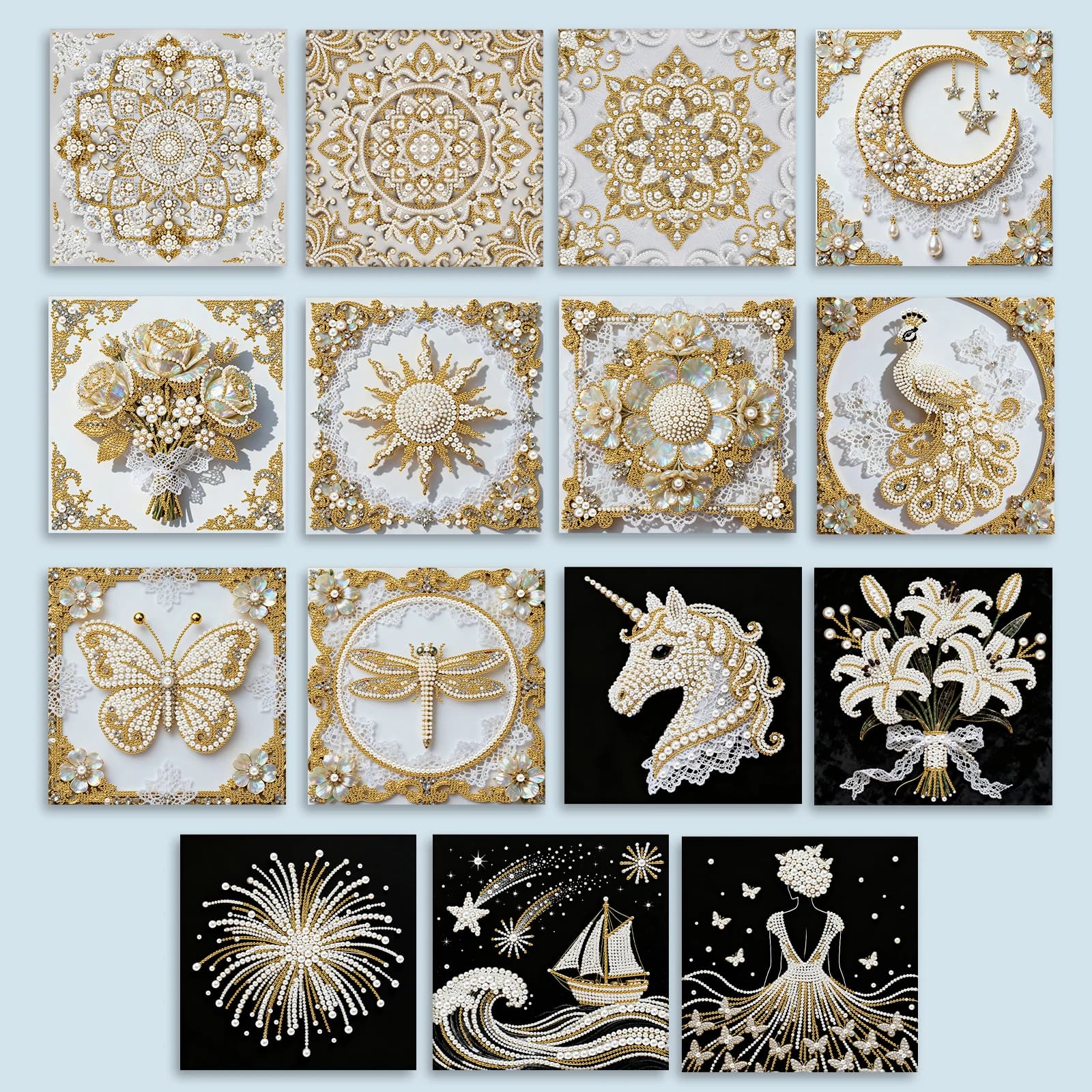 Painting Kit with Fa-da-Te Pearls for Adults/Principants, Gift, Home Decoration, Paintings with Pearls and Gems, Art and Craftsmanship 25x25cm with Frame