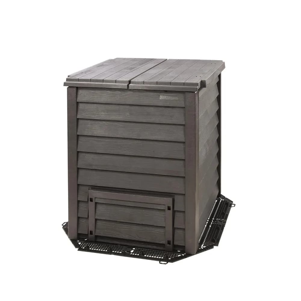 Compostiera in Polipropilene Effetto Legno da 600L, Contenitore per Compostaggio da Esterno, Quadrato, 80x80x100 cm, 20,5 kg, Personalizzabile