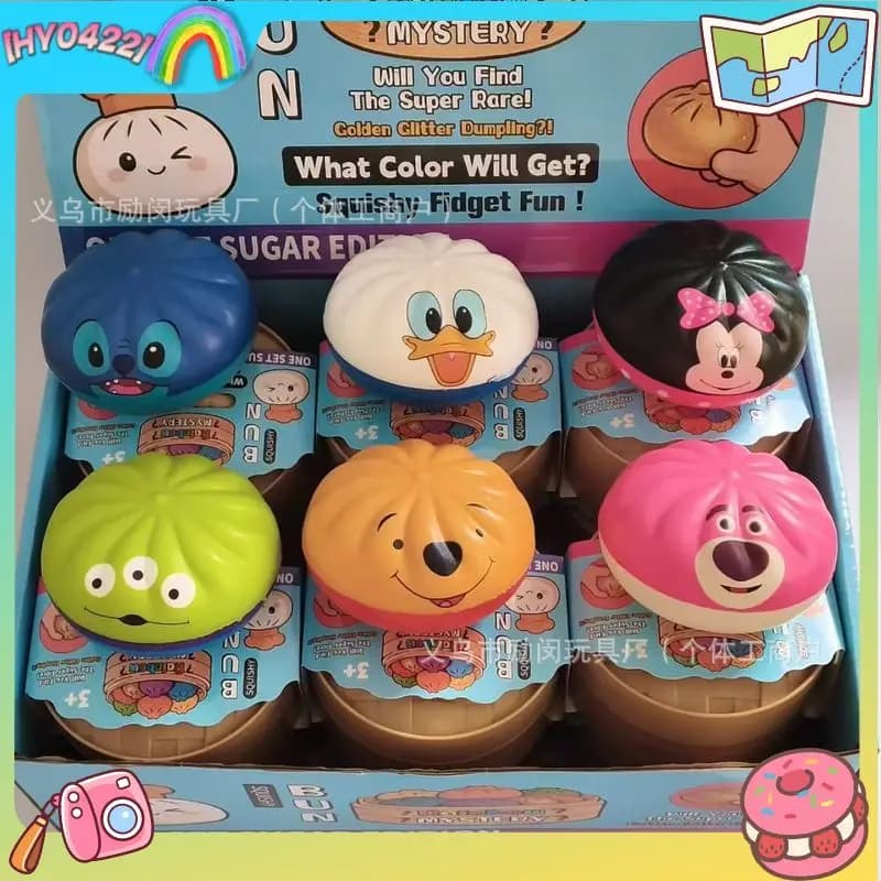 Alien Squishy Pu Slow Rebound Steamed Bun Simulation Food Stress Relief Toy Mystery Box With Steamer Container For Adult Gifts