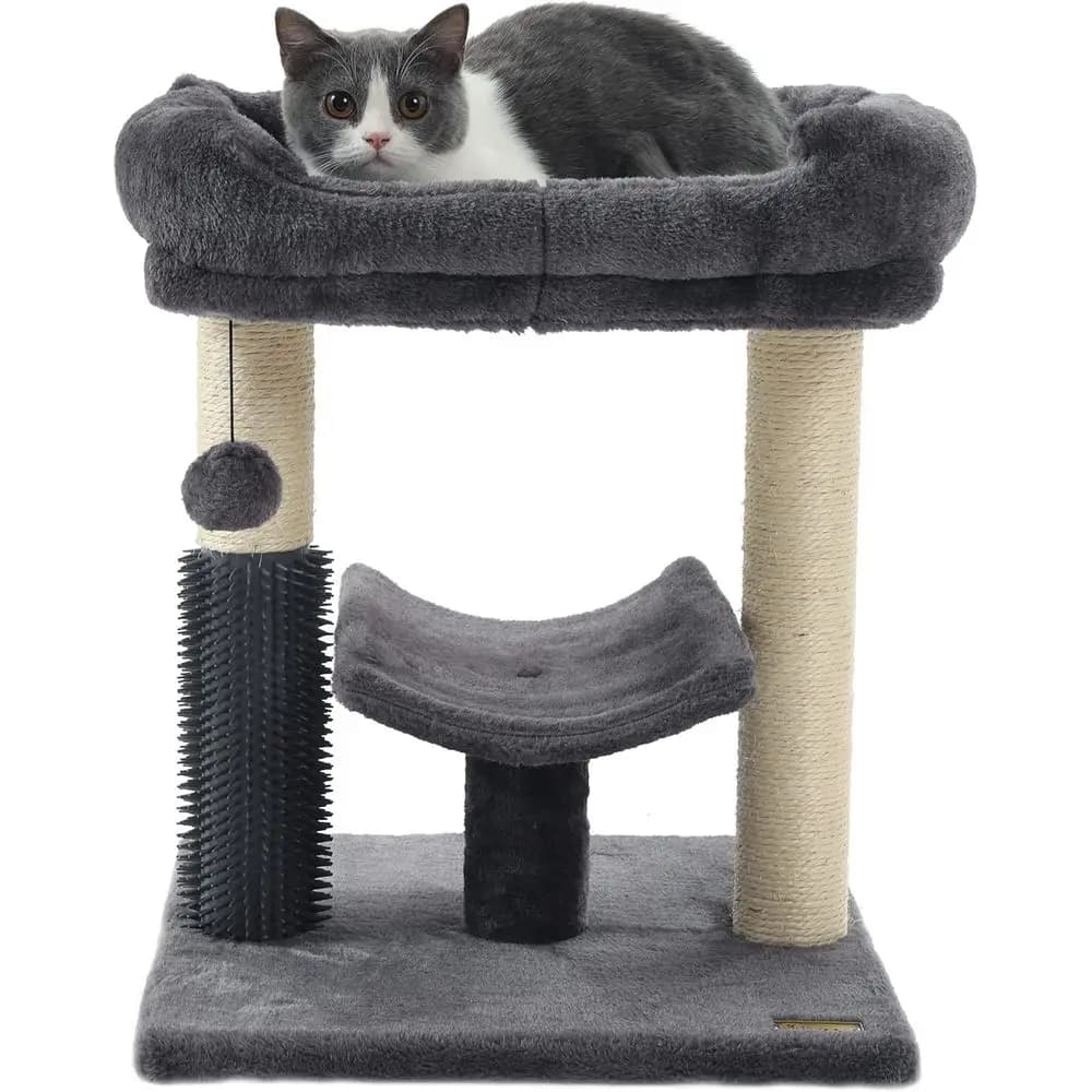 Torre Tiragraffi per Gatti da 20 Pollici, Tiragraffi Piccolo per Gatti da Interno e Gattini, Tiragraffi in Sisal con Cuccia Morbida, Auto-Pulitore per Gatti