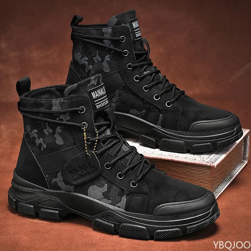 Scarpe da uomo alla moda autunno inverno scarpe da trekking con suola spessa taglio alto comode stivaletti scarpe casual con suola morbida