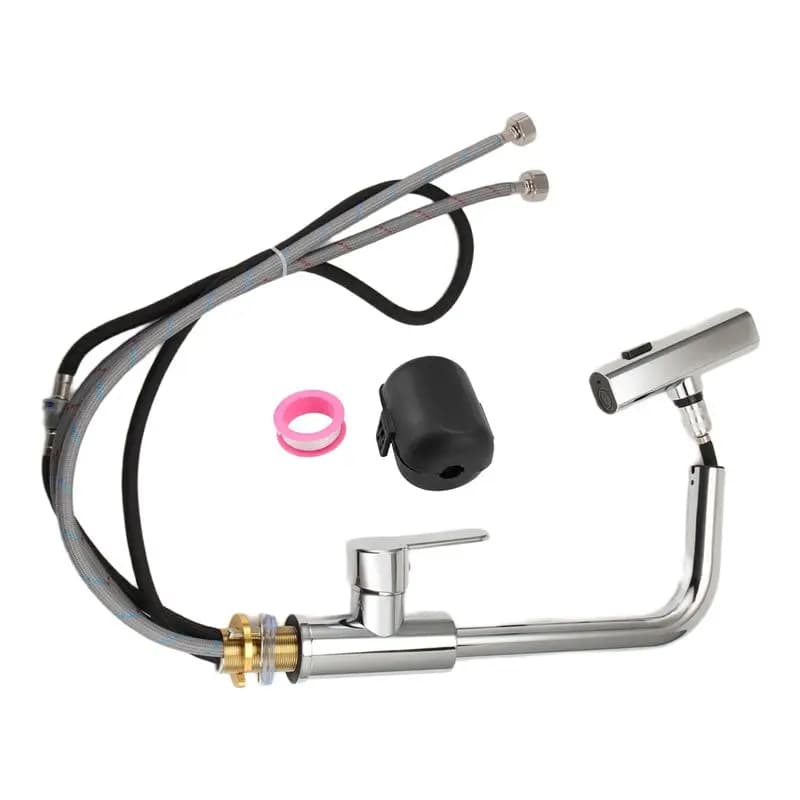 HRBAJ-Flexible Hot And Cold Water Kitchen Sink Mixer Faucet With Stream Shower Mode, Pull Out Design And Deck Mounting