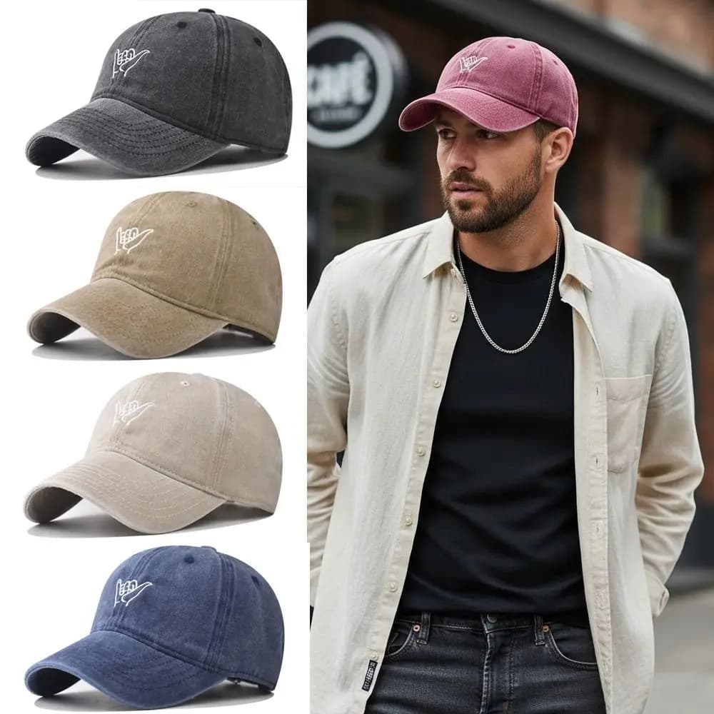 Cappellino da Baseball Casual in Cotone Lavato con Ricamo, Stile Hip Hop, Visiera Regolabile, Protezione Solare, Unisex per Uomo e Donna