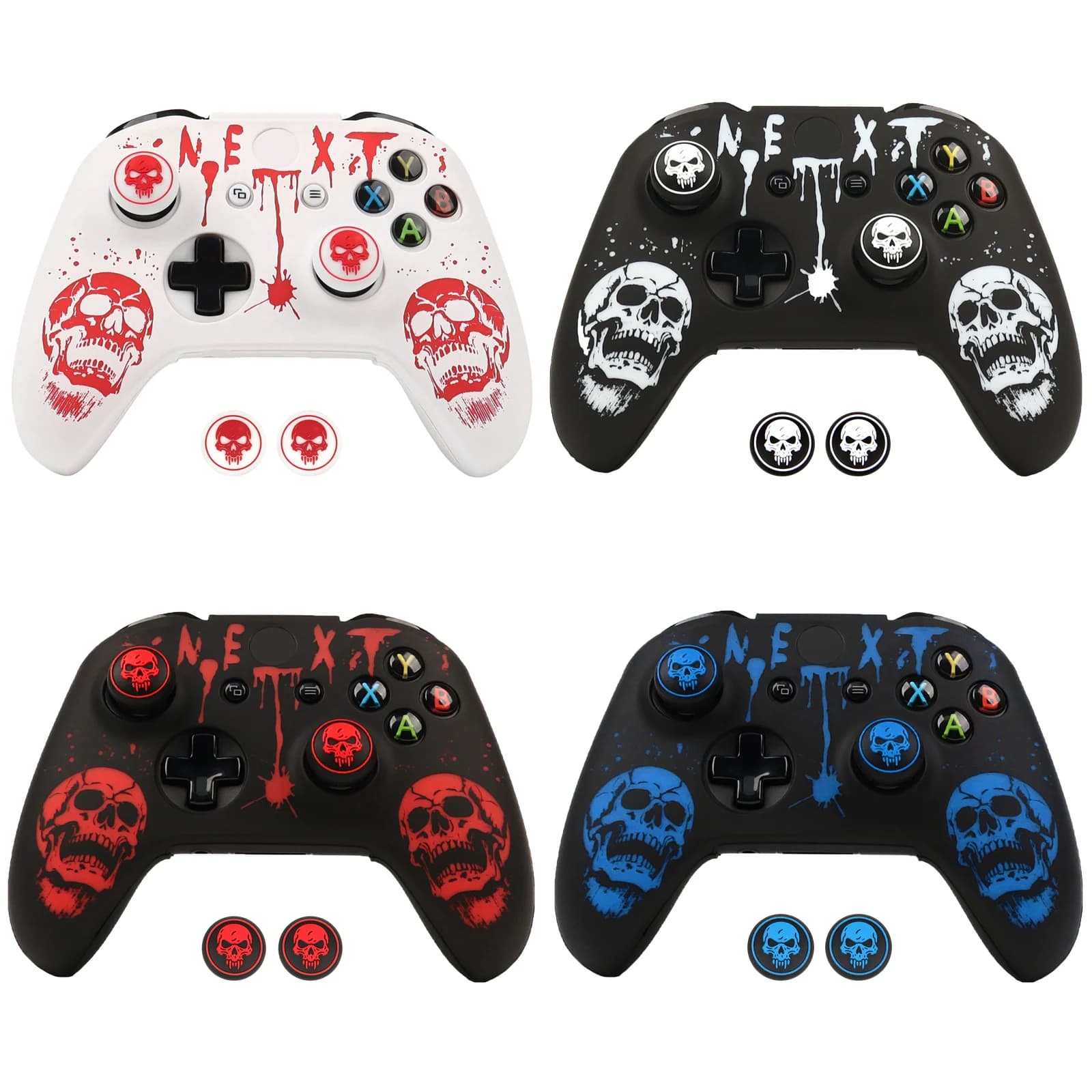 Custodia morbida in silicone con stampa non sbiadita e 2 cappucci bonus per custodia protettiva per joystick Xbox One X per accessori Xbox One S