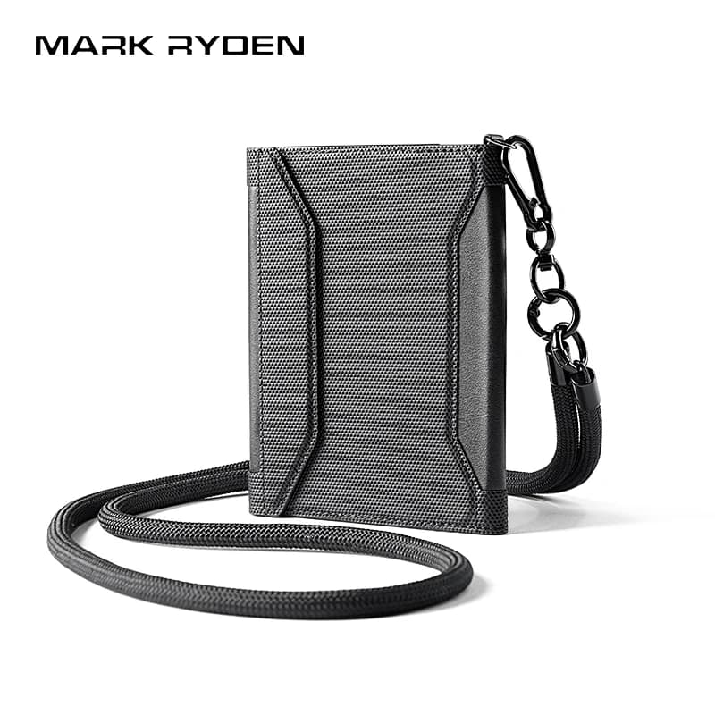 MARK RYDEN Portafoglio antifurto per passaporto, organizer multi-card con cordino a tracolla