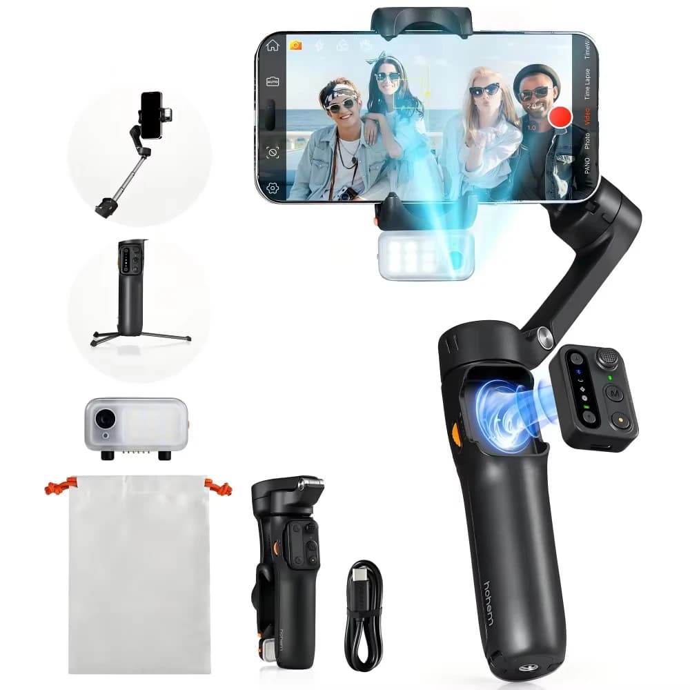 Hohem ISteady V3 Stabilizzatore per smartphone Ai Face Tracking Gimbal per telefono a 3 assi Selfie Stick incorporato portatile IPhone15