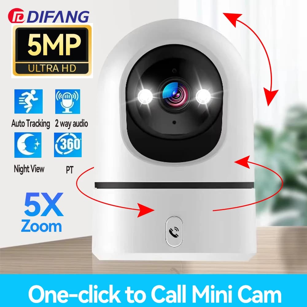 DIFANG 5MP Baby Monitor WiFi Telecamera di sicurezza Videochiamata Audio bidirezionale Sorveglianza domestica Visione notturna O-Kam Baby Mini Cam