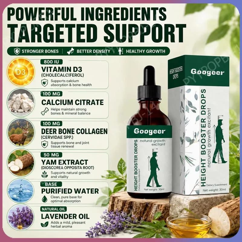Googeer Gocce Liquide di Vitamina D3 e Citrato di Calcio 30ml, Integratore Alimentare a Base di Erbe per il Supporto Quotidiano del Benessere Osseo
