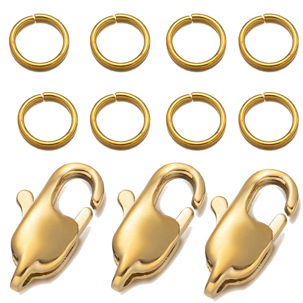 5pcs Stainless Steel Jump Rings with 40pcs Lobster Claw Clasps for Earring Bracelet Necklace Pendants Jewelry DIY Craft Making