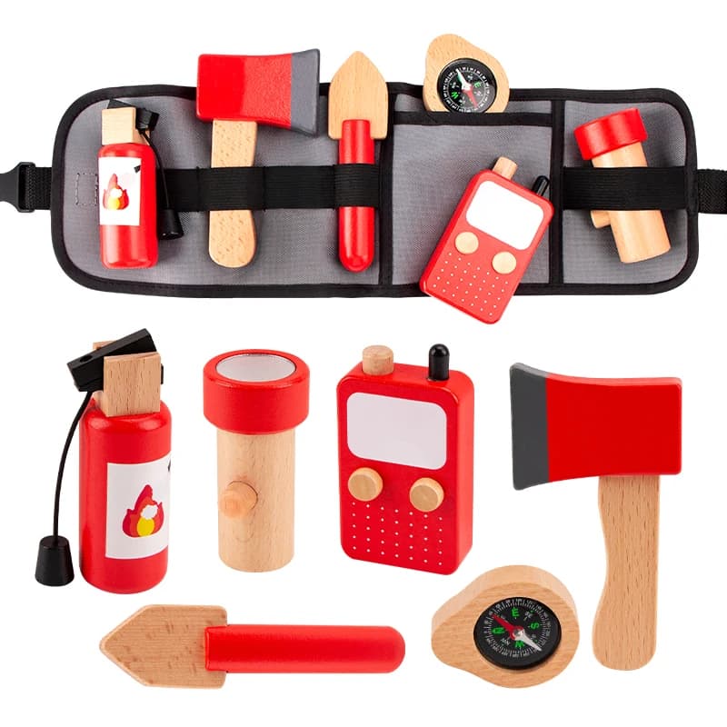 Kids Pretend Play Toy Tool Role Playing Educational Toys 3-6 Year Old Boys Wooden Simulation Children's Repairman Waist Bag Set