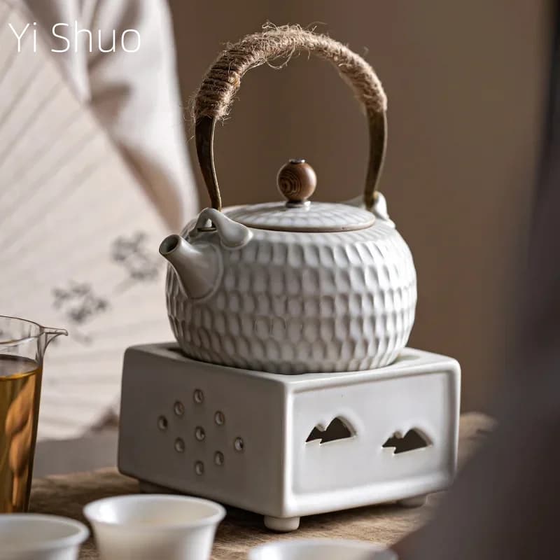 Japanese Candle Ceramic Electric Tea kettle to boil water device to make tea heat-resistant teapot with ring handle kettle for tea