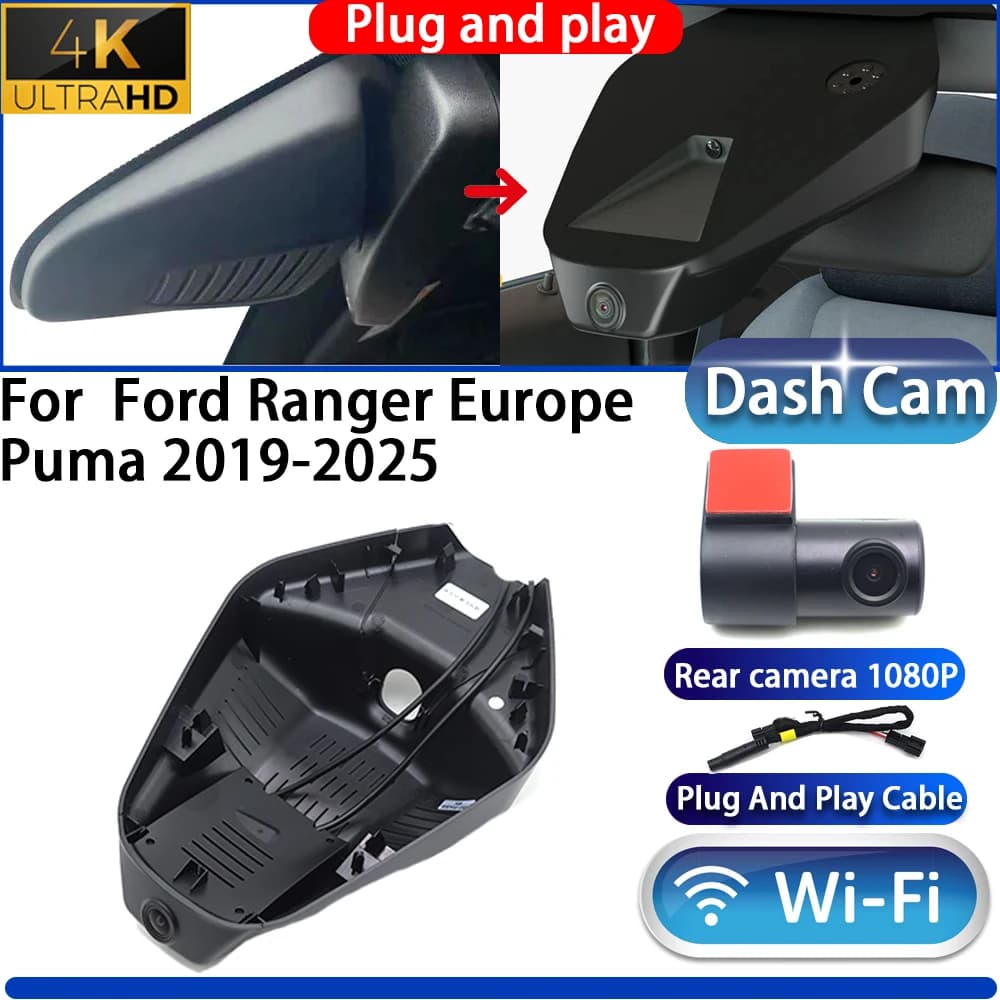 HighCity per Ford Ranger Europa Puma 2019-2025 Dash Cam Telecamera DVR 4K 2160P UHD Visione Notturna WiFi Plug and Play Registratore Video