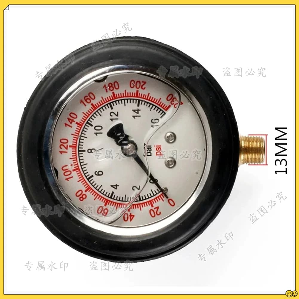 Manometro per Pneumatici Auto 0-220psi, Strumento di Riparazione Pneumatici per Pompa Gonfiaggio Auto, Diametro Filettatura 11mm 13mm per Misurazione