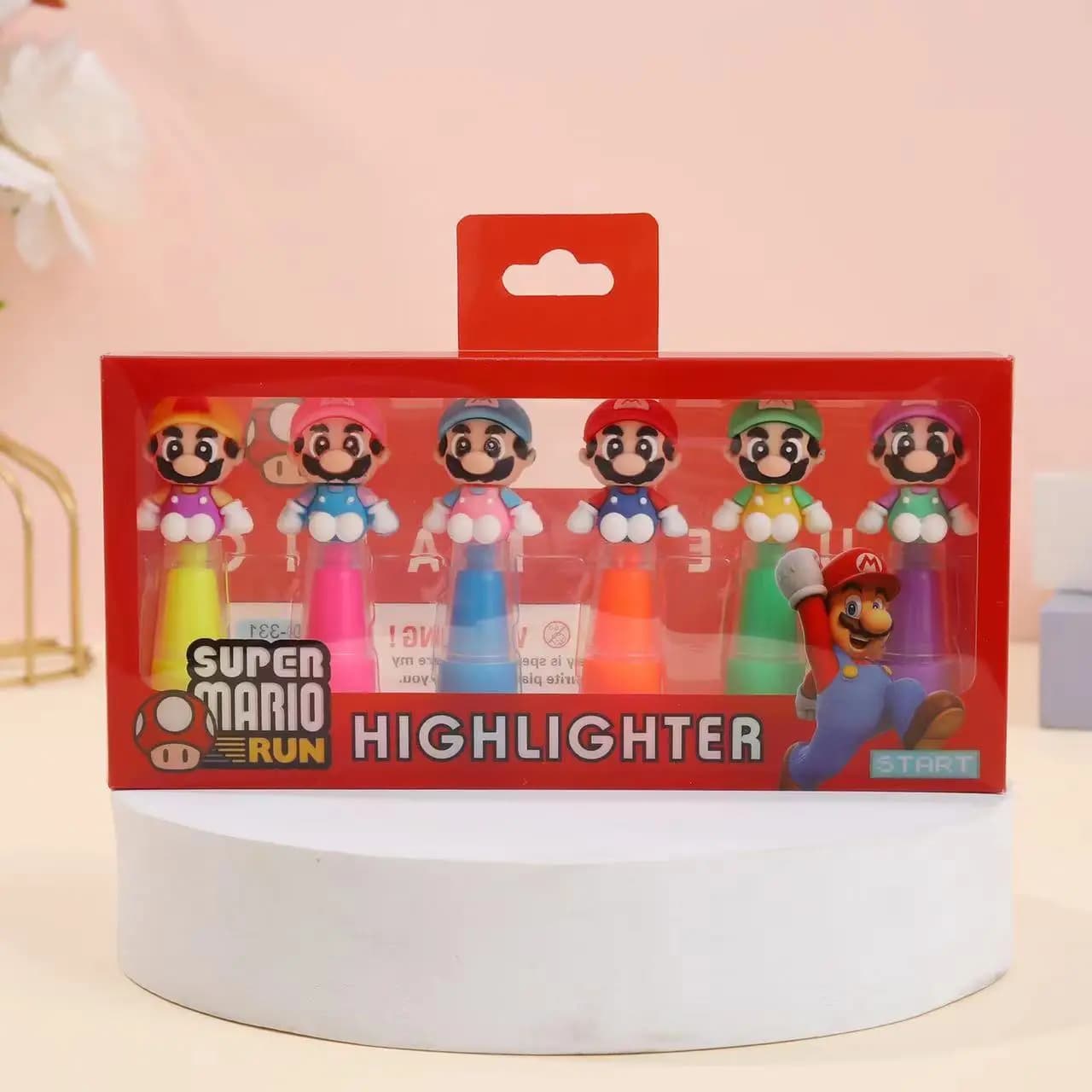 6/24 pezzi di penne Super Mario, articoli di cancelleria per la scuola, evidenziatori a forma di cavallo, 6 pezzi in 1 scatola, pennarelli colorati kawaii, articoli per lo studio, regali.