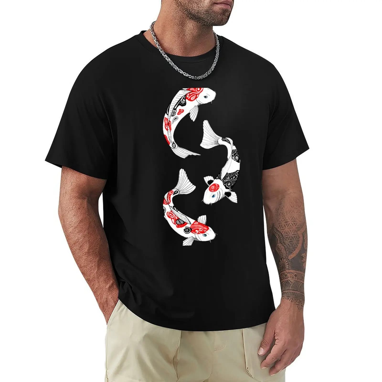 Fish carp koi (3) T-Shirt Anti-Pilling Casual T-Shirt