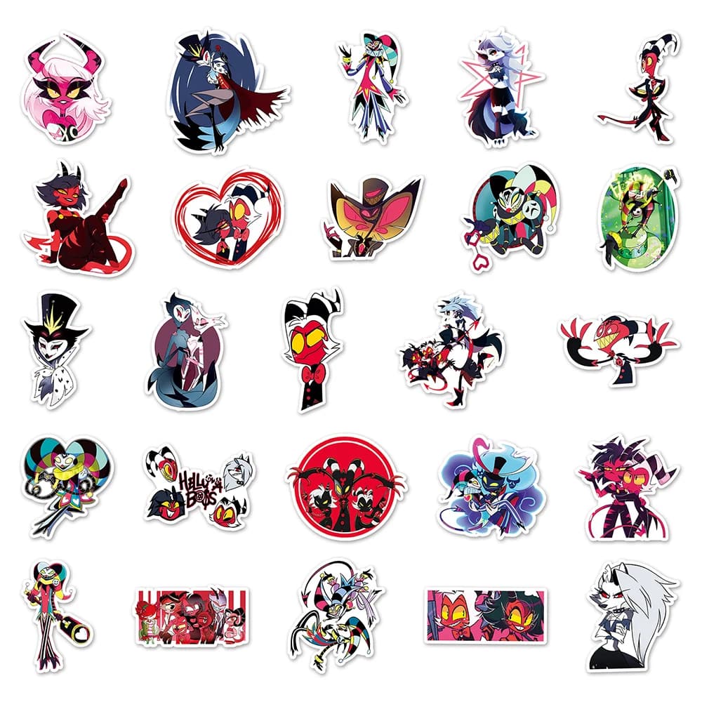 10/30/50PCS Fresco Anime Helluva Boss Graffiti Adesivi Impermeabile FAI DA TE Laptop Bagagli Telefono Chitarra Divertente Del Fumetto Decalcomanie giocattolo regalo