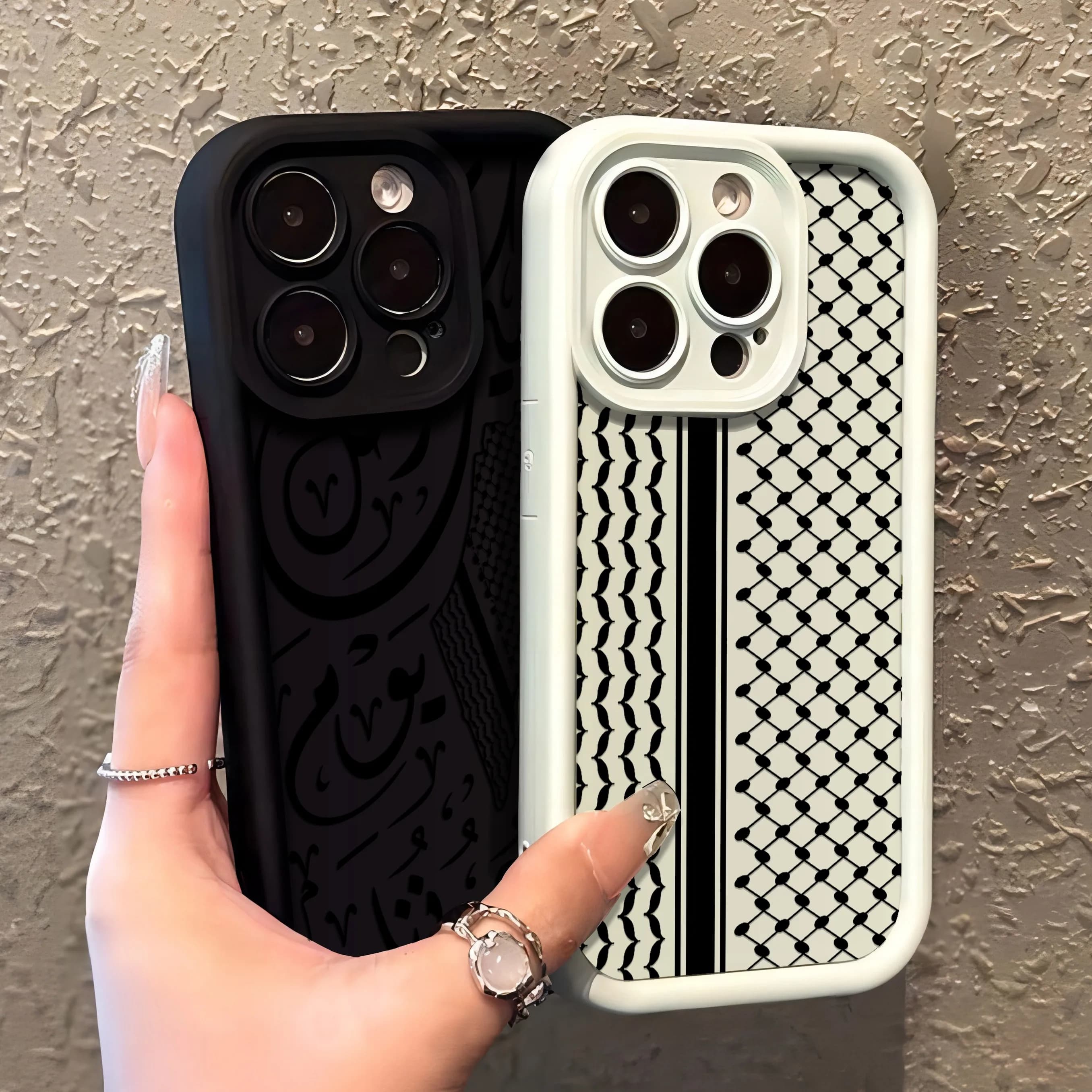 Hattah Keffiyeh phone case for IPhone 15 14 13 12 11 Pro Max Mini XR XS X 7 8 Plus TPU soft back cover with wrist strap