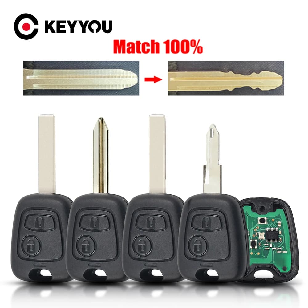 KEYYOU With Car Key Cutting Service For Peugeot 106 107 206 307 306 307 407 Xsara Partner For Citroen C1 C2 C3 C4 Saxo Picasso